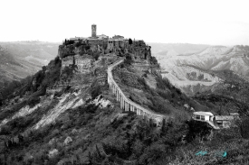 Civita di Bagnoregio old photo white and black